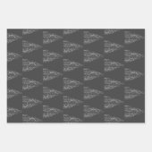 Weihnachtsbaum Glitzer und Schneeflocken | Silber Geschenkpapier Set (Vorderseite 2)