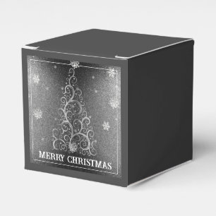 Weihnachtsbaum Glitzer und Schneeflocken Silber Geschenkschachtel