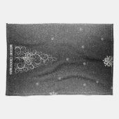 Weihnachtsbaum Glitzer und Schneeflocken | Silber Geschirrtuch (Horizontal)