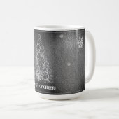 Weihnachtsbaum Glitzer und Schneeflocken | Silber Kaffeetasse (VorderseiteRechts)