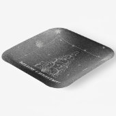 Weihnachtsbaum Glitzer und Schneeflocken | Silber Pappteller (Gewinkelt)