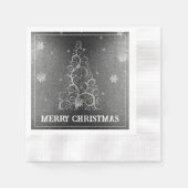 Weihnachtsbaum Glitzer und Schneeflocken | Silber Serviette (Vorderseite)