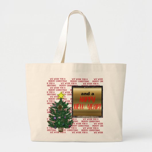 Weihnachtsbaum glücklich Neues Jahr Jumbo Stoffbeutel (Vorne)