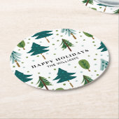 Weihnachtsbaum glücklicher Urlaub Runder Pappuntersetzer (Angewinkelt)