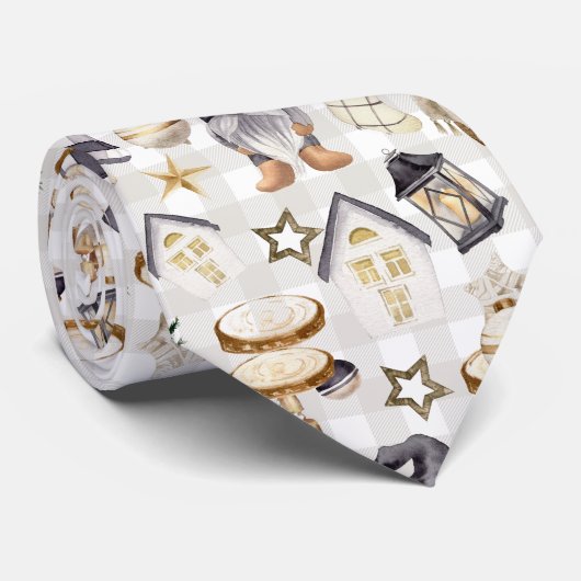 Weihnachtsbaum Gnome Landhaus Krawatte (Gerollt)