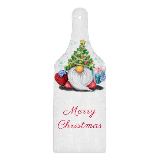 Weihnachtsbaum-Gnome mit Geschenk für Sie Schneidebrett (Vorderseite)