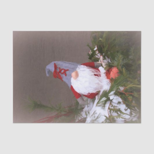 Weihnachtsbaum Gnome Niedlich Red Holiday Seidenpapier (Vorderseite)