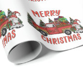 Weihnachtsbaum Gnome Truck Geschenkpapier (Rolleneckpunkt)