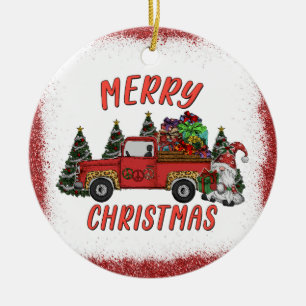 Weihnachtsbaum Gnome Truck Imitate Glitzer Keramik Ornament