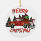 Weihnachtsbaum Gnome Truck Imitate Glitzer Keramik Ornament (Hinten)