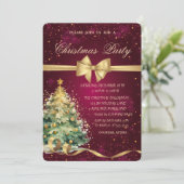 Weihnachtsbaum Gold Bow Weihnachtsfest Party Einladung (Stehend Vorderseite)