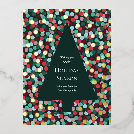 Weihnachtsbaum Gold Foil mit Confetti Dot Border Folien Feiertagspostkarte