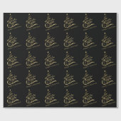 Weihnachtsbaum Gold Glitzer Reittiere Geschenkpapier (Flach)