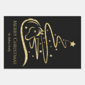 Weihnachtsbaum Gold Glitzer Reittiere Geschenkpapier Set (Vorderseite)