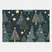 Weihnachtsbaum Gold Grüne Muster Dekoration Geschenkpapier Set (Vorderseite 3)