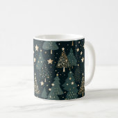 Weihnachtsbaum Gold Grüne Muster Dekoration Kaffeetasse (VorderseiteRechts)