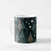 Weihnachtsbaum Gold Grüne Muster Dekoration Kaffeetasse (Vorderseite Links)