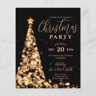 Weihnachtsbaum Gold Modernes Party laden ein Flyer