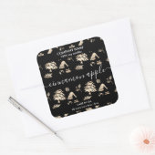 Weihnachtsbaum Gold Muster Kerzensiegel Quadratischer Aufkleber (Umschlag)