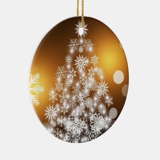 Weihnachtsbaum Gold Ornament mit Schneeflocken (Rechts)