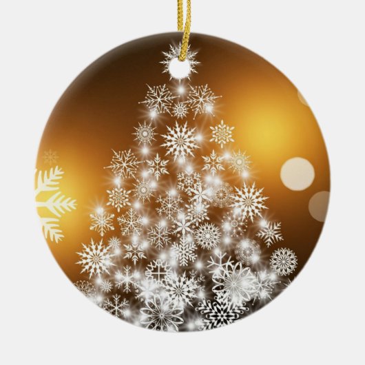 Weihnachtsbaum Gold Ornament mit Schneeflocken (Vorne)