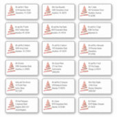 Weihnachtsbaum Gold Red 18 Empfänger Adressen Aufkleber (Vorderseite)