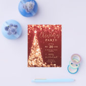 Weihnachtsbaum Gold Red Modern Party Einladung Flyer (Einzeln)