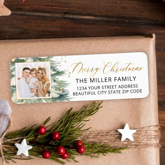 Weihnachtsbaum Gold Script Foto Rücksendeadresse