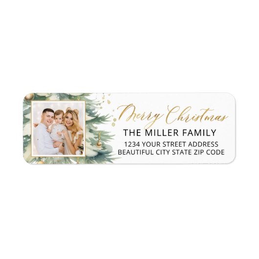 Weihnachtsbaum Gold Script Foto Rücksendeadresse (Vorne)