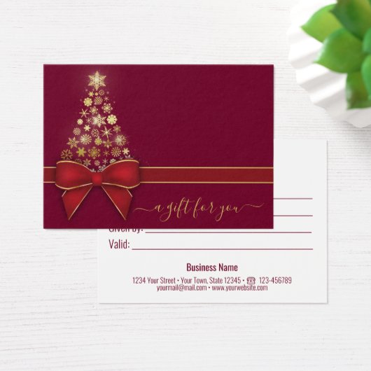 Weihnachtsbaum Gold Snowflakes Red Bow Geschenkkar (Schreibtisch)