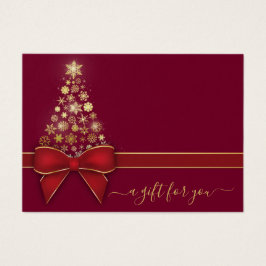 Weihnachtsbaum Gold Snowflakes Red Bow Geschenkkar