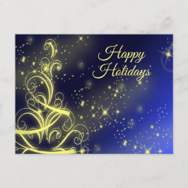 Weihnachtsbaum Gold Star Navy Blue Winter Holidays Postkarte