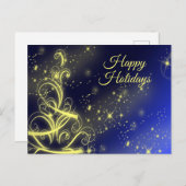 Weihnachtsbaum Gold Star Navy Blue Winter Holidays Postkarte (Vorne/Hinten)