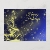 Weihnachtsbaum Gold Star Navy Blue Winter Holidays Postkarte (Vorderseite)