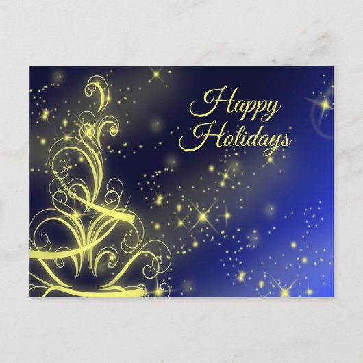 Weihnachtsbaum Gold Star Navy Blue Winter Holidays Postkarte (Vorderseite)