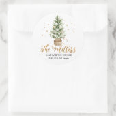 Weihnachtsbaum Gold Stars Runder Aufkleber (Tasche)