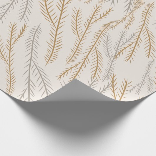 Weihnachtsbaum Gold und Silber Branches Muster Geschenkpapier (Ecke)