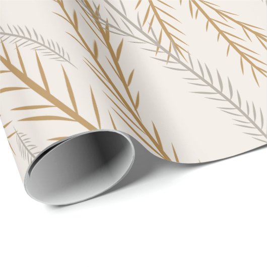 Weihnachtsbaum Gold und Silber Branches Muster Geschenkpapier (Rolleneckpunkt)