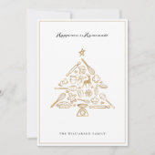 Weihnachtsbaum Gold & Weiße Familienrezepte Feiertagskarte (Vorderseite)