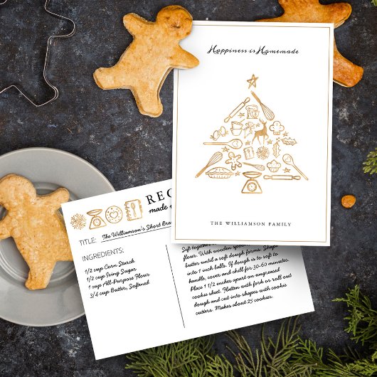 Weihnachtsbaum Gold & Weiße Familienrezepte Feiertagskarte
