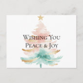 Weihnachtsbaum Gold Weißer Rosa Mint Frieden Freud Postkarte (Vorderseite)