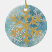 Weihnachtsbaum - Goldene Schneeflocke Keramik Ornament (Vorne)
