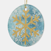 Weihnachtsbaum - Goldene Schneeflocke Keramik Ornament (Links)
