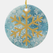 Weihnachtsbaum - Goldene Schneeflocke Keramik Ornament (Hinten)