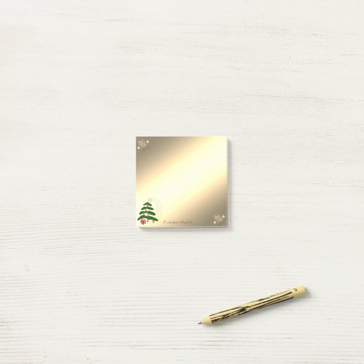 Weihnachtsbaum, Goldschneeflocken Personalisiert Post-it Klebezettel (Auf Schreibtisch)