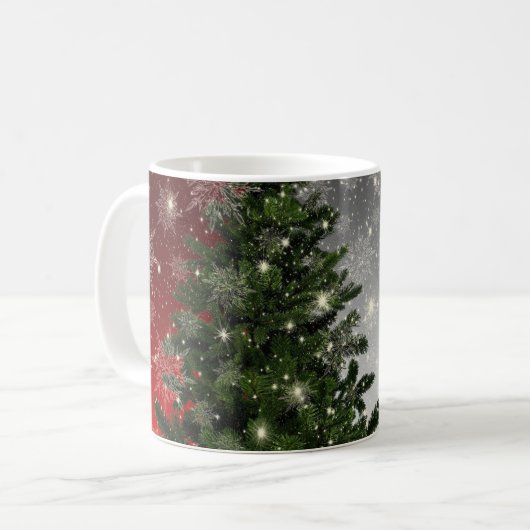 Weihnachtsbaum Green Red Silver Sparkle Kaffeetasse (Vorderseite Links)