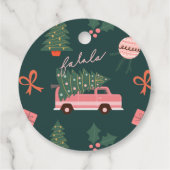 Weihnachtsbaum Green Vintag Retro Van Geschenkanhänger (Rückseite)
