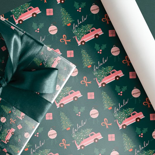 Weihnachtsbaum Green Vintag Retro Van Geschenkpapier