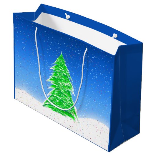 Weihnachtsbaum Große Geschenktasche Geschenktüte (Rückseite Schrägansicht)