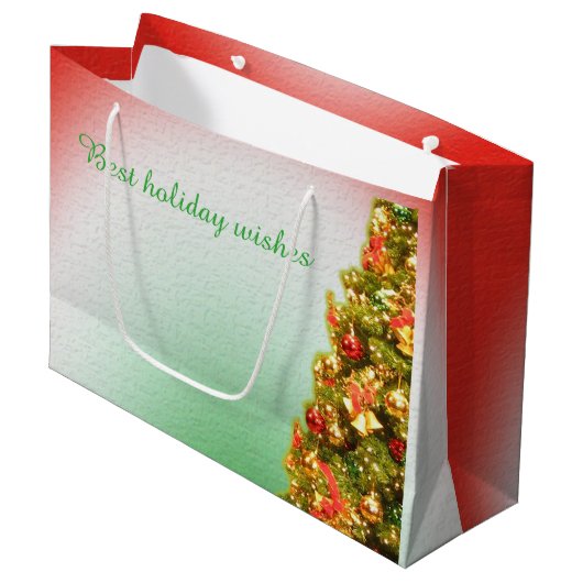 Weihnachtsbaum Große Geschenktüte (Vorderseite Schrägansicht)